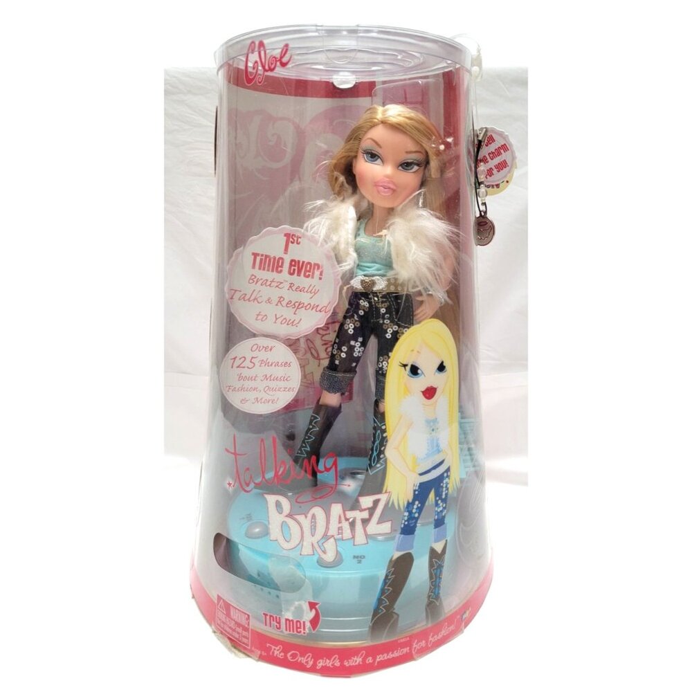 Talking Bratz 9.5" Chloe Doll on Base MGA New in Sealed Box Cell Phone Charm